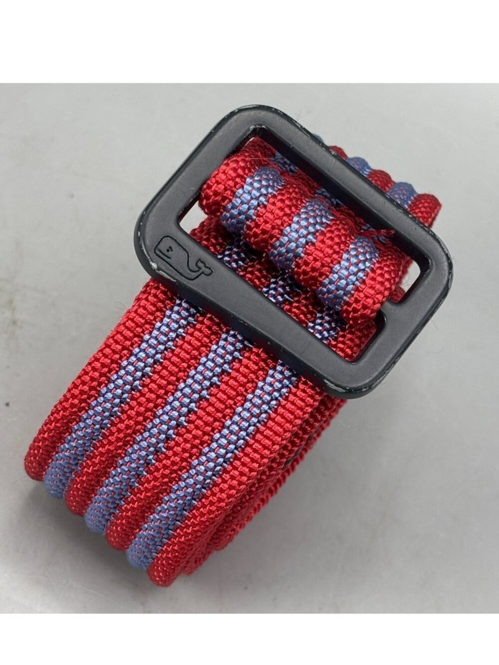 Vineyard Vines Performance Tech Belt Mens XL Red Blue Striped Aluminum Buckle